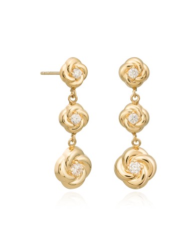 Pendientes oro  flor con circonitas