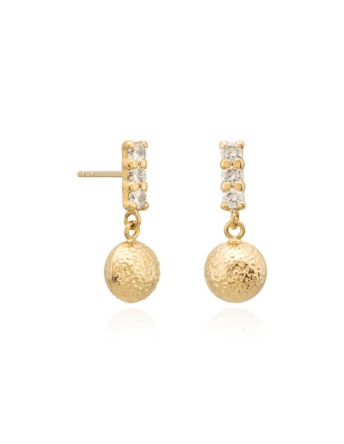 Pendientes oro bolas con circonitas