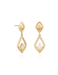 Pendientes oro rombos con circonitas