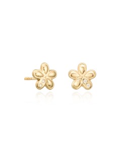 Pendientes oro flores con circonitas