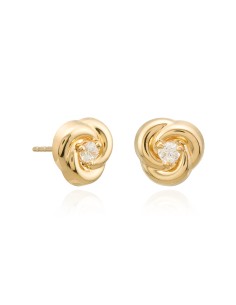 Pendientes oro nudos con circonitas