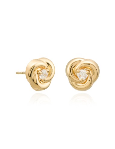 Pendientes oro nudos con circonitas